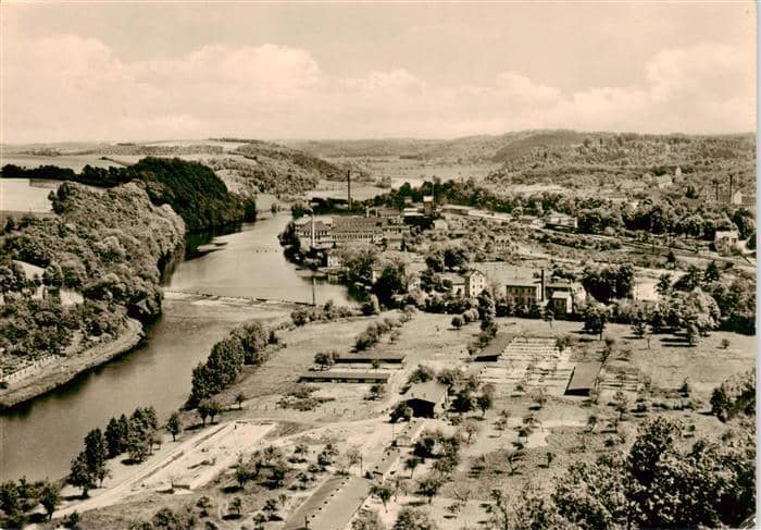 Leisnig Sachsen Panorama Blick vom Burgturm ins Muldental – Ansichtskarte Leisnig