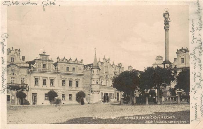Nemecky-Brod Havlickuv Brod Deutsch-Brod CZ Namesti Shavlickovym Platz Saeule – Ansichtskarte