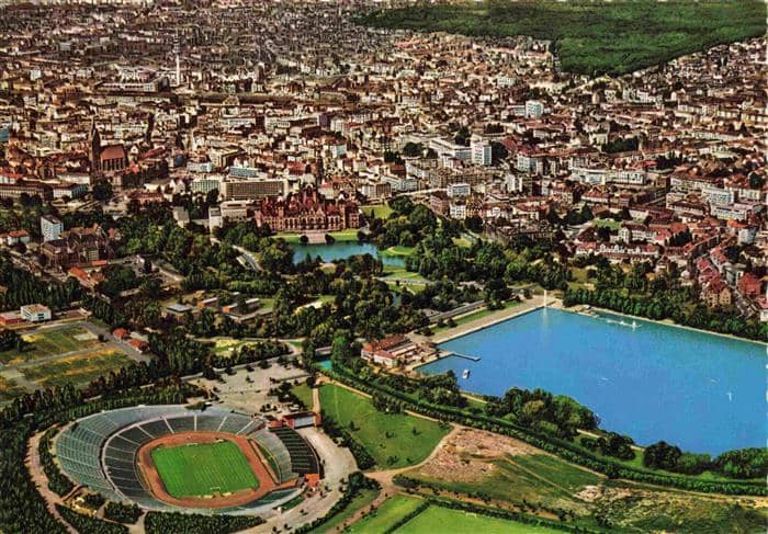 HANNOVER  CITY City Maschsee Niedersachsen Stadion Fliegeraufnahme – Ansichtskarte Hannover