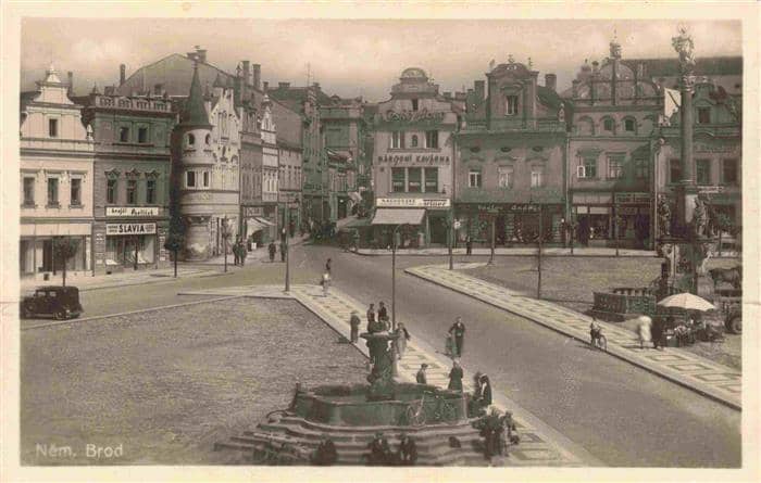 Nemecky-Brod Havlickuv Brod Deutsch-Brod CZ Marktplatz Brunnen – Ansichtskarte