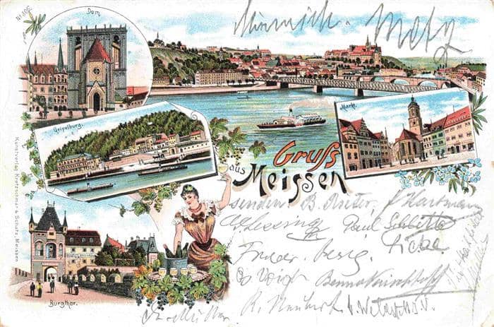 Meissen Elbe Sachsen Dom Burgthor Markt Geipelburg – Ansichtskarte Meißen