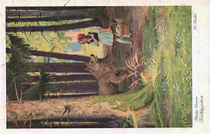Maerchen Sagen Fairy Tale Conte-- Brueder Grimm Rotkaeppchen und der Wolf – Ansichtskarte