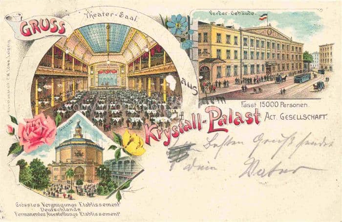 LEIPZIG Sachsen Krystall Palast Theater Saal Circus Vorder Gebaeude – Ansichtskarte Leipzig