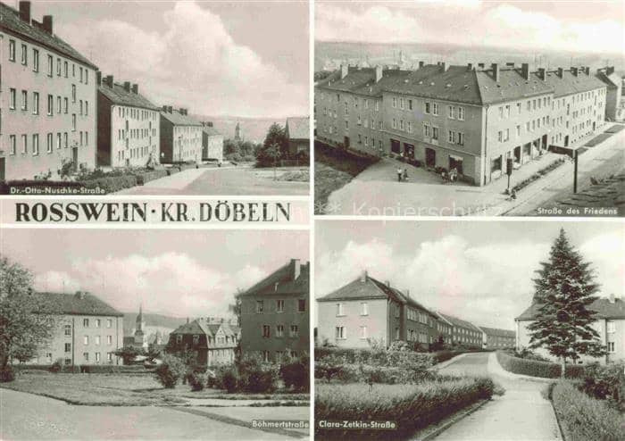 Rosswein Sachsen Dr Otto Nuschke Strasse Boehmerstrasse Clara Zetkin Strasse und – Ansichtskarte Rosswein