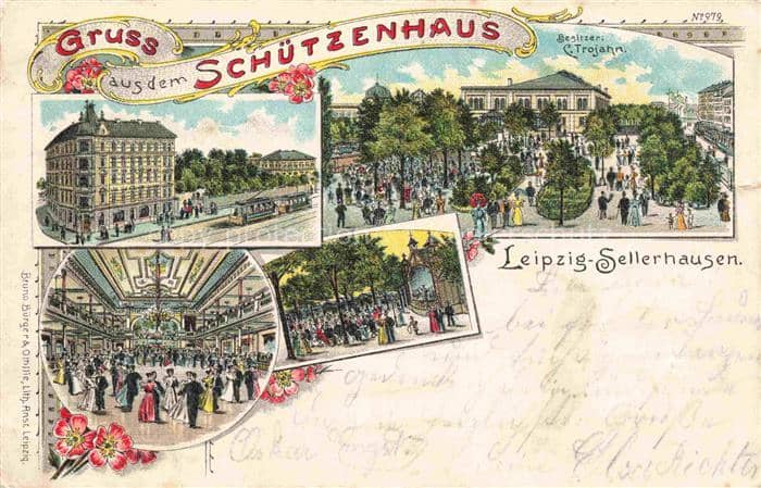 Sellerhausen LEIPZIG Schuetzenhaus Festsaal Litho – Ansichtskarte Leipzig