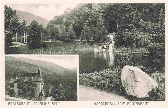 Guentersthal Guenterstal FREIBURG Baden Wasserfall beim Restaurant Schauinsland – Ansichtskarte Freiburg im Breisgau