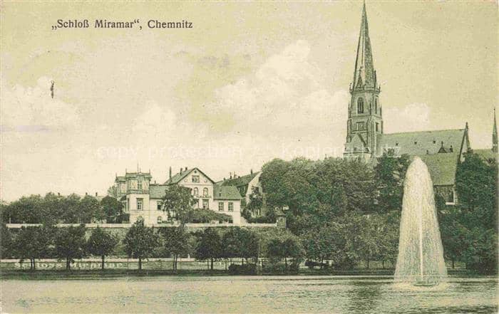 CHEMNITZ Sachsen Schloss Miramar Kirche – Ansichtskarte Chemnitz