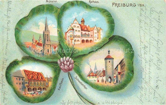 FREIBURG Breisgau BW Muenster Rathaus Kaufhaus Schwabenthor – Ansichtskarte Freiburg im Breisgau