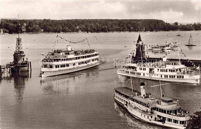 Schiffe Ships Navires Konstanz Hafen Bodensee Konzil Gaststaetten – Ansichtskarte