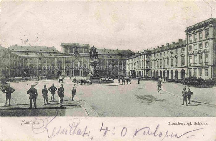 MANNHEIM BW Grossherzogliches Schloss Kaiser Wilhelm Denkmal – Ansichtskarte Mannheim