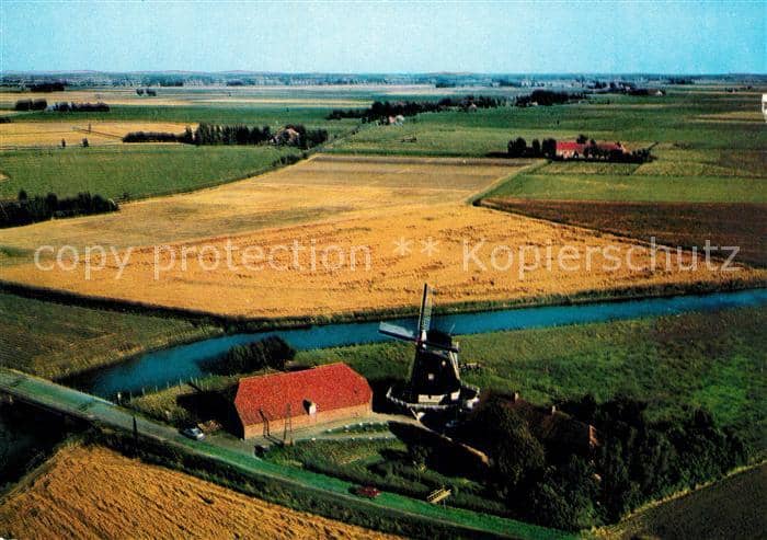 Ostfriesland Mühle Landschaftspanorama Fliegeraufnah – Ansichtskarte