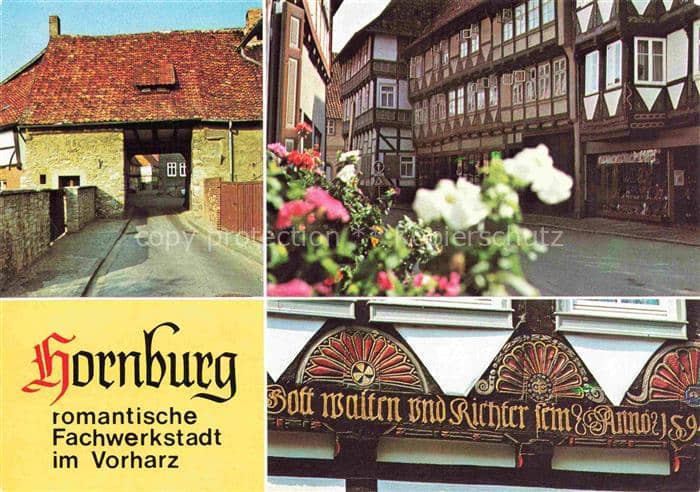 Hornburg  Wolfenbuettel Harz Niedersachsen Dammtor, Marktstrasse, typische Faech – Ansichtskarte Hornburg