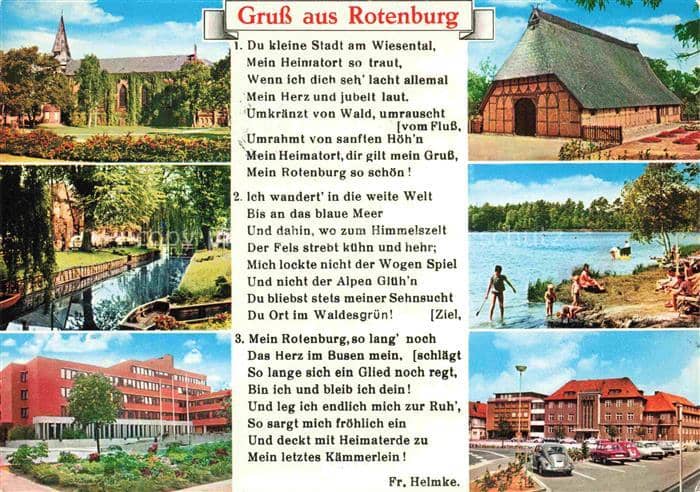 Rotenburg Wuemme Hannover Niedersachsen Kirche Bach Rathaus Reethaus Strand – Ansichtskarte Rotenburg (Wümme)