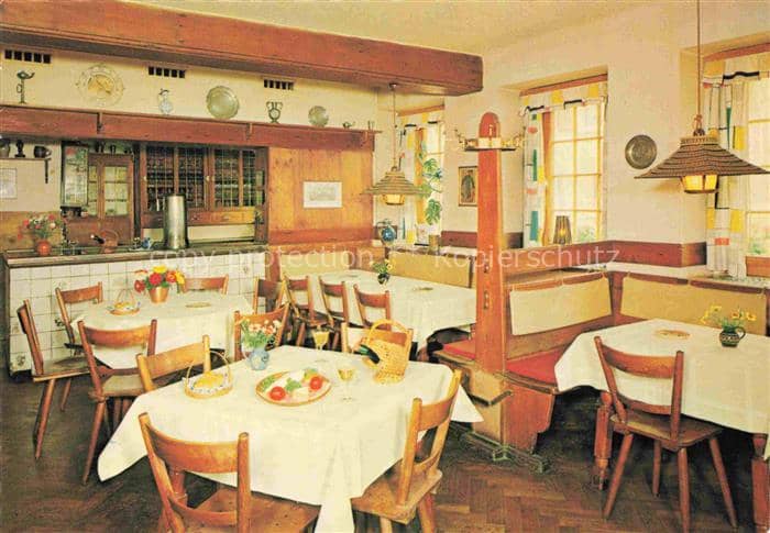 MILTENBERG Main Hotel-Brauerei-Keller Gaststube Speisesaal Holzbalken Haengelamp – Ansichtskarte Miltenberg