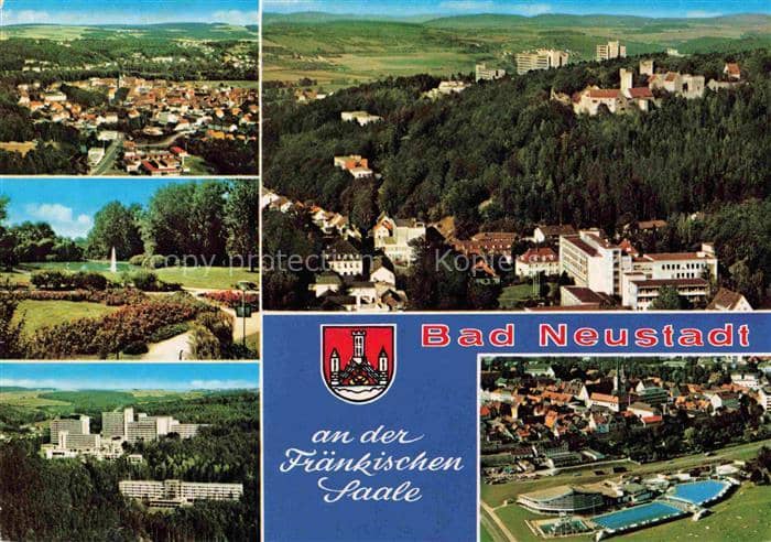 Bad Neustadt Saale Bayern Fraenkische-Saale Luftaufnahme Kurpark Klinik-Hochhaus – Ansichtskarte Bad Neustadt a.d.Saale