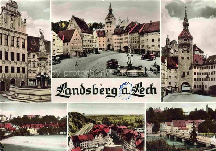 Landsberg Lech Bayern Rathaus Marienbrunnen Marktplatz Bayertor Stadttor Stadtpa – Ansichtskarte Landsberg am Lech