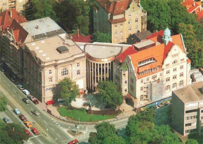ULM  Donau BW Volksbank-Neubau Fliegeraufnahme Rundbau Altstadt Strasse Baeume – Ansichtskarte Ulm