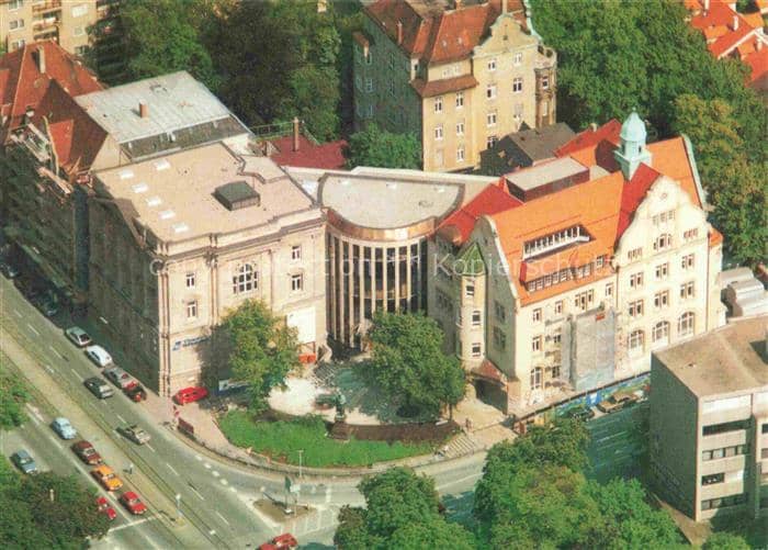 ULM  Donau BW Ulmer-Volksbank Bankgebaeude Fliegeraufnahme Stadtansicht Strasse – Ansichtskarte Ulm