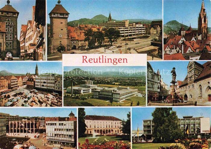 Achalm REUTLINGEN BW Marktplatz Stadtturm Brunnen Innenstadt Schwaebische-Alb Ra – Ansichtskarte Reutlingen