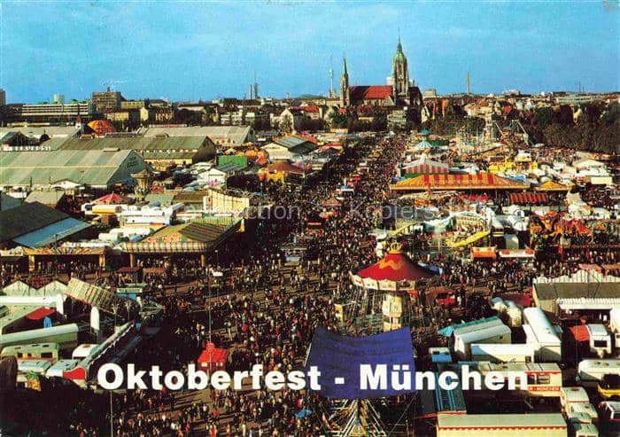 Oktoberfest Theresienwiese Muenchen Blick von Oben – Ansichtskarte München