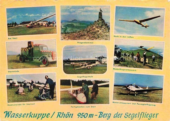 Segelflug Gliding Vol-Voile Vuolo-a-Vela Volo-a-Vela-- Wasserkuppe Rhoen – Ansichtskarte