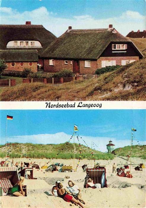 LANGEOOG Nordseebad Nordseebad Sonnenhof Lale-Andersen-Strand Strandkoerbe Duene – Ansichtskarte Langeoog