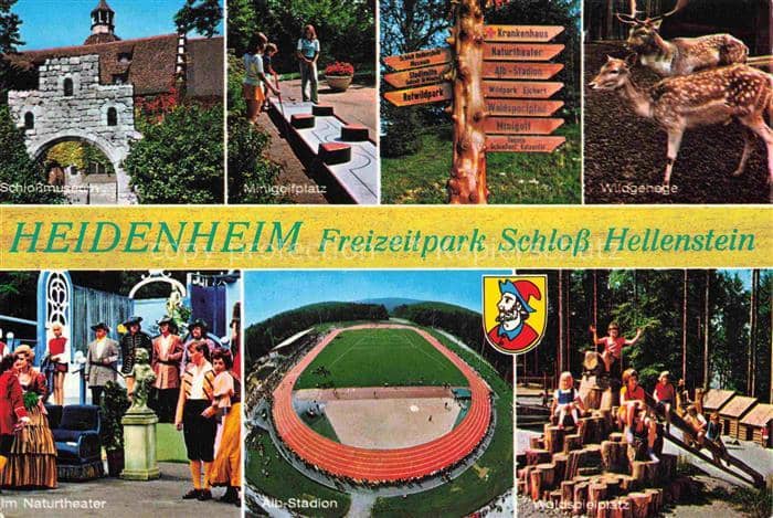 HEIDENHEIM Brenz BW Schloss-Hellenstein Freizeitpark Minigolfplatz Naturtheater – Ansichtskarte Heidenheim an der Brenz
