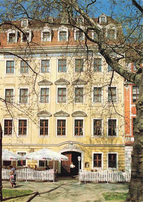 DRESDEN Elbe Museum-zur-Fruehromantik Atelier Gerhard-von-Kuegelgen Barockgebaeu – Ansichtskarte Dresden Elbe
