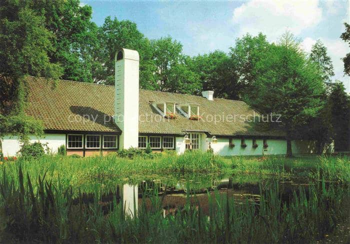 Waffensen Rotenburg Wuemme Niedersachsen Lerchenkrug Restaurant Reetdach Teich S – Ansichtskarte Rotenburg (Wümme)