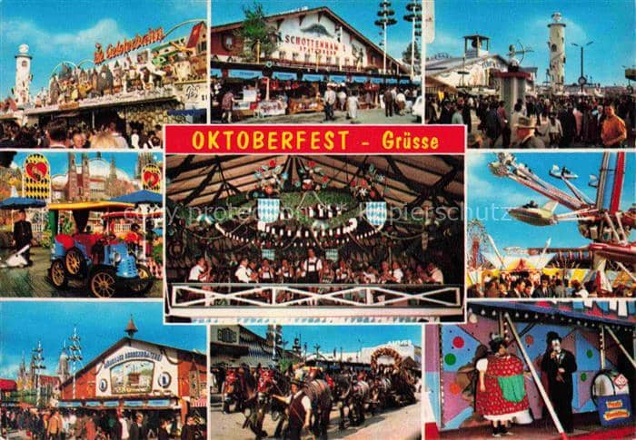 Allach MueNCHEN Bayern Oktoberfest Bierzelt Schottenhammel Fahrgeschaefte Karuss – Ansichtskarte München