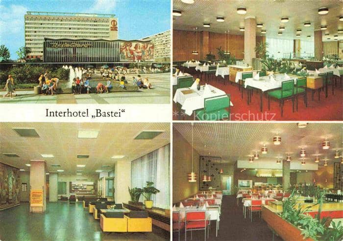 DRESDEN Elbe Interhotel-Bastei Restaurant Empfang Grill-Restaurant Hochhaus Auss – Ansichtskarte Dresden Elbe