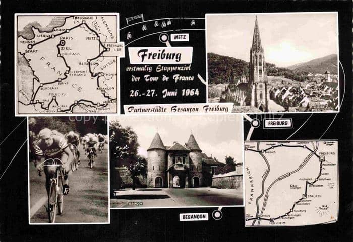 FREIBURG Breisgau BW Tour-de-France Etappenziel Radfahrer Muenster Besancon Part – Ansichtskarte Freiburg im Breisgau