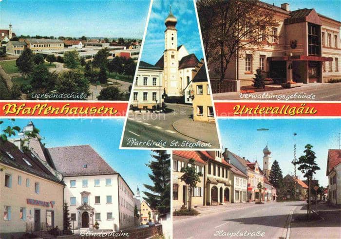 Pfaffenhausen Schwaben Unterallgaeu Bayern Pfarrkirche-St.-Stephan Verbandschule – Ansichtskarte Pfaffenhausen