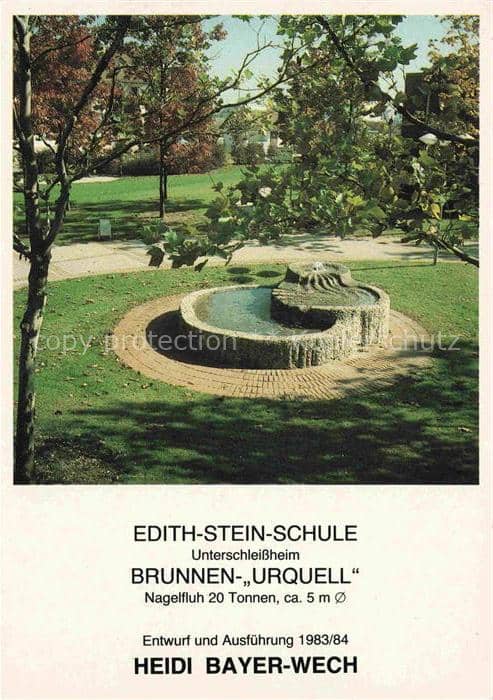 Unterschleissheim Edith-Stein-Schule Brunnen-Urquell Nagelfluh Skulptur Park Hei – Ansichtskarte Unterschleißheim
