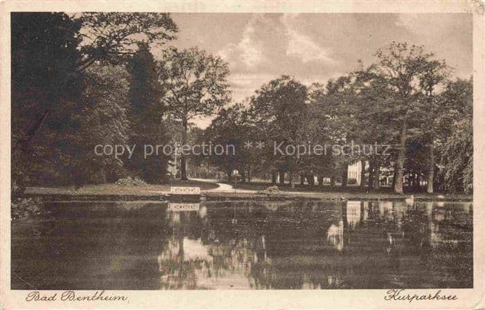 Bad Bentheim Kurparksee See Park Baeume Teich Bruecke Spiegelung – Ansichtskarte Bad Bentheim