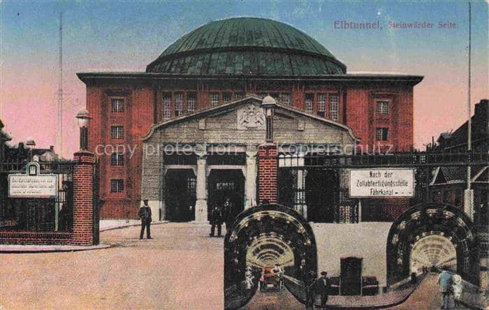 HAMBURG  CITY Elbtunnel Steinwaerder Tunneleingang Kuppel Backstein Innenansicht – Ansichtskarte Hamburg