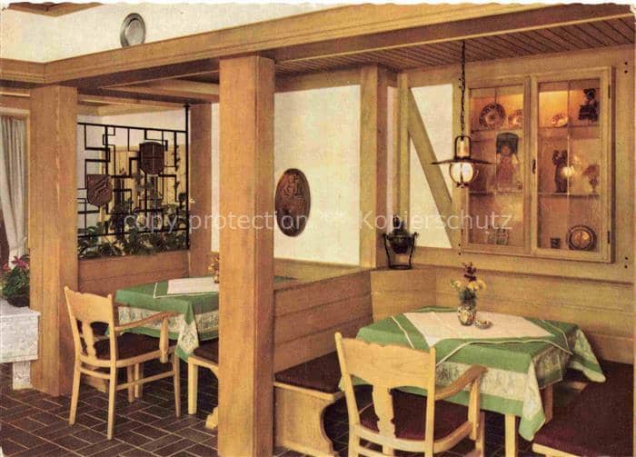 FREUDENSTADT BW Hoehenhotel-Zuflucht Gaststube Interieur Holzmoebel Vitrine Schw – Ansichtskarte Freudenstadt