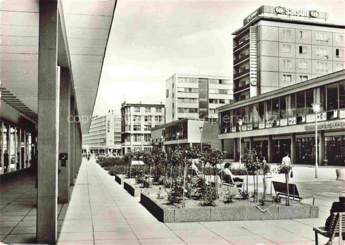 Karl-Marx-Stadt CHEMNITZ Rosenhof Hochhaus Fussgaengerzone Geschaefte Promenade – Ansichtskarte Chemnitz