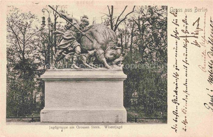 BERLIN  CITY Jagdgruppe Grosser-Stern Wisentjagd Denkmal Skulptur Tiergarten Bae – Ansichtskarte Berlin