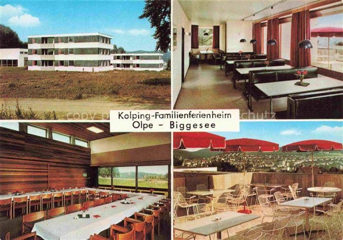 Olpe  Stadt Kolping-Familienferienheim Biggesee Speisesaal Aufenthaltsraum Terra – Ansichtskarte Olpe