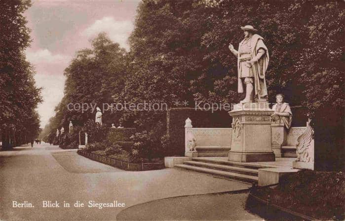 BERLIN  CITY Siegesallee Allee Standbilder Hohenzollern Skulpturen Park Baeume P – Ansichtskarte Berlin