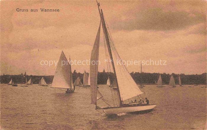 Wannsee STEGLITZ-ZEHLENDORF BERLIN Wannsee Segelboote See Regatta Wellen Ufer Wo – Ansichtskarte Berlin