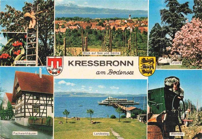 Kressbronn Bodensee BW Kirschenernte Bodensee Saentis Kurpark Fachwerkhaeuser La – Ansichtskarte Kressbronn am Bodensee
