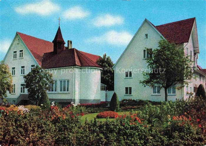 Eriskirch Bodenseekreis BW St-Theresienheim Kapelle Garten Blumen Gebaeude Boden – Ansichtskarte Eriskirch
