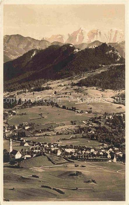 Pfronten Ostallgaeu Bayern Alpenblick Dorf Kirchturm Wiesen Berge Zugspitze Falk – Ansichtskarte Pfronten