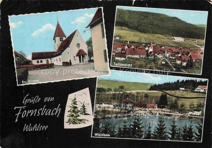 Fornsbach Murrhardt Rems-Murr-Kreis BW Waldsee Ev-Kirche Teilansicht Schwaebisch – Ansichtskarte Murrhardt