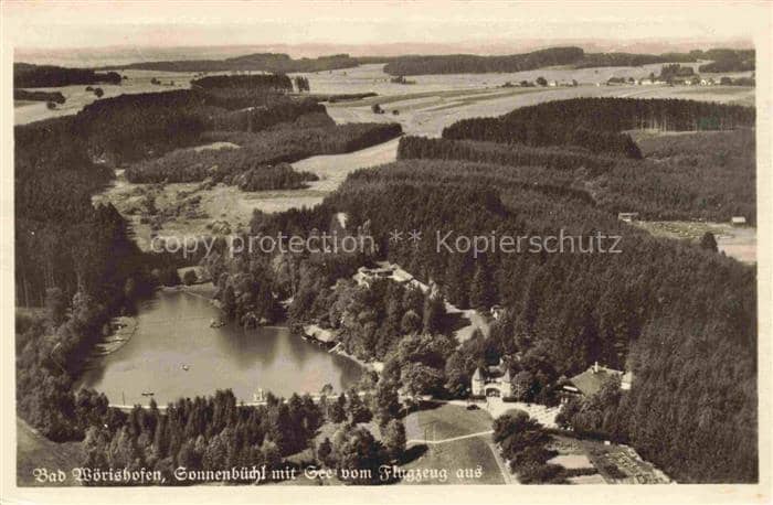 BAD WoeRISHOFEN Sonnenbuehl See Wald Felder Luftbild Kurort Gebaeude – Ansichtskarte Bad Wörishofen