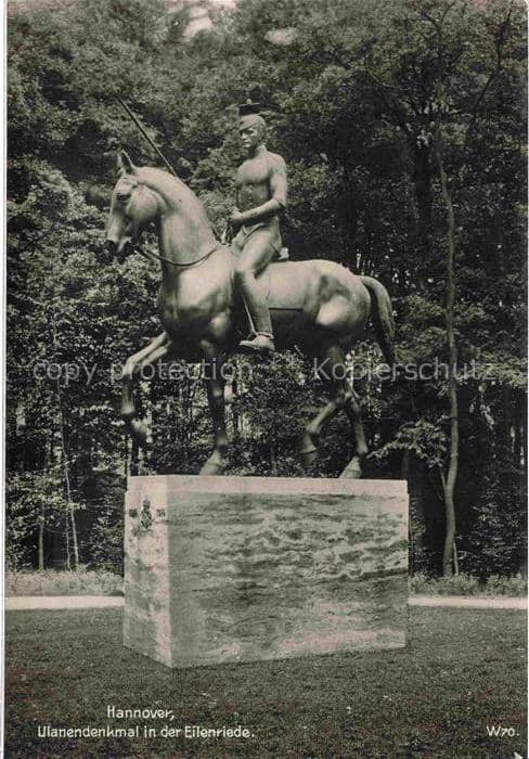 Badenstedt HANNOVER Ulanendenkmal Eilenriede Reiterstandbild Denkmal Park Baeume – Ansichtskarte Hannover