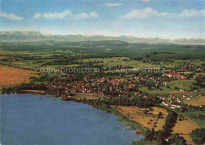 Diessen Ammersee Ammersee Zugspitze Tiroler-Alpen Fliegeraufnahme Ortschaft See – Ansichtskarte Diessen a.Ammersee