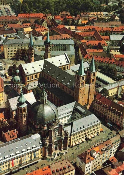 Heidingsfeld WueRZBURG Neumuenster St-Kiliansdom Fliegeraufnahme Dom Romanik Bar – Ansichtskarte Würzburg